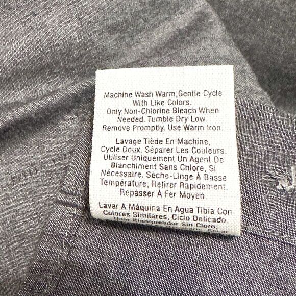 Donna Karan Signature Dress Shirt Mens Size 16 34-35 Grey Cotton Long Sleeve - Picture 6 of 10